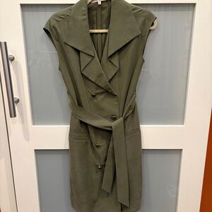 XS Rachel Roy Double Breasted Green Tie Waist Belt Dress